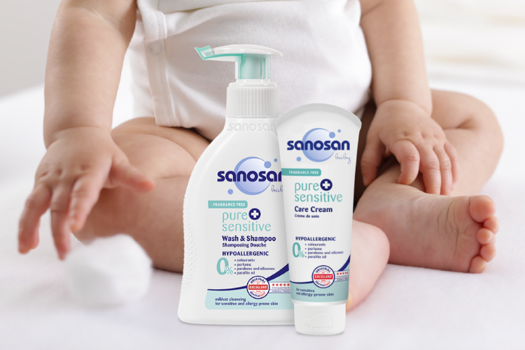 sanosan baby pure+sensitive Wash&Shampoo and Care Cream