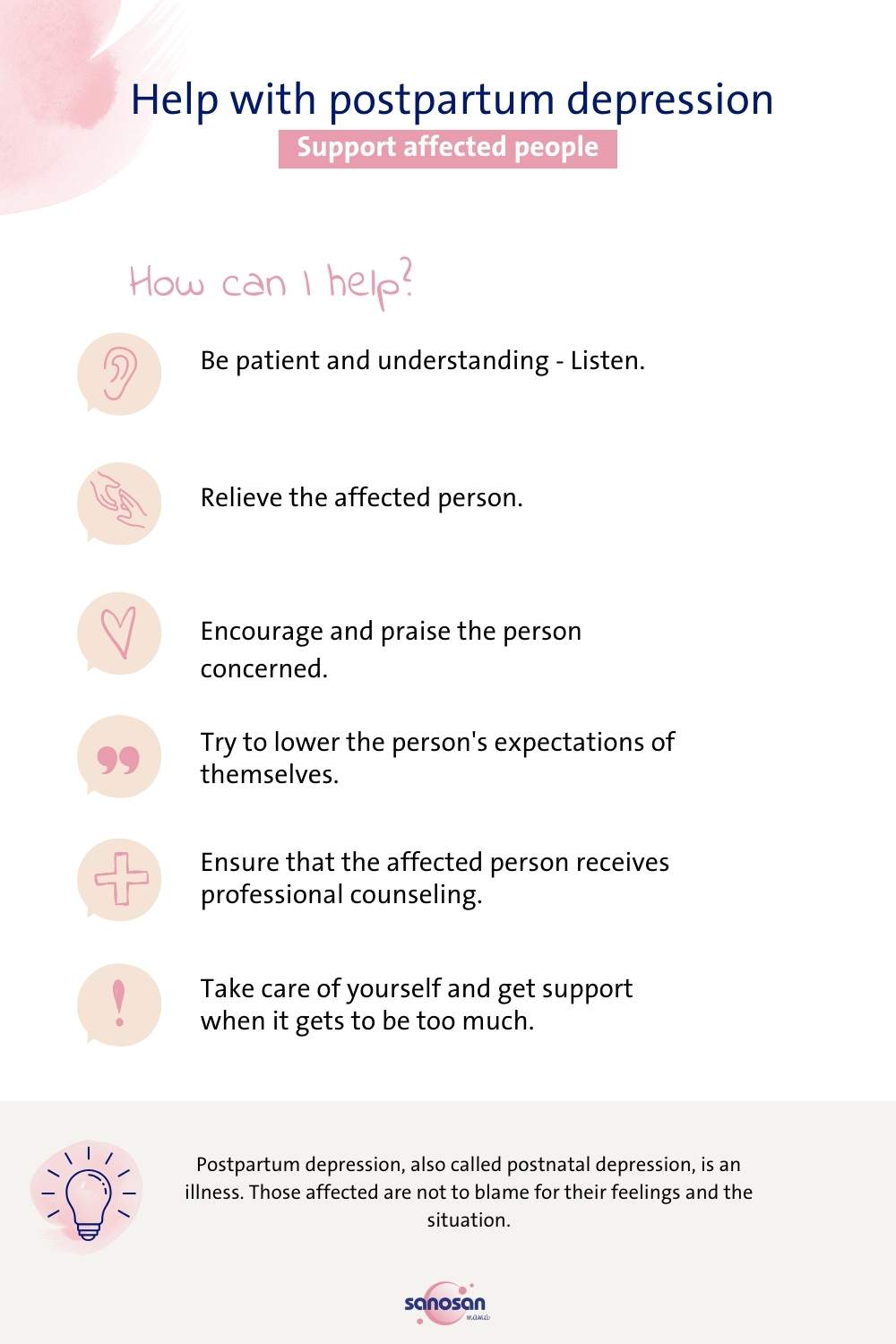 infographic on tips for help with postpartal depression